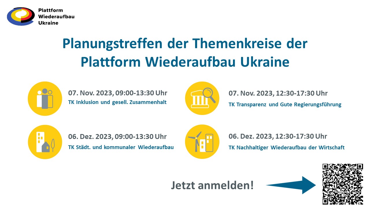 Planungstreffen der Themenkreise zur Plattform Wiederaufbau Ukraine