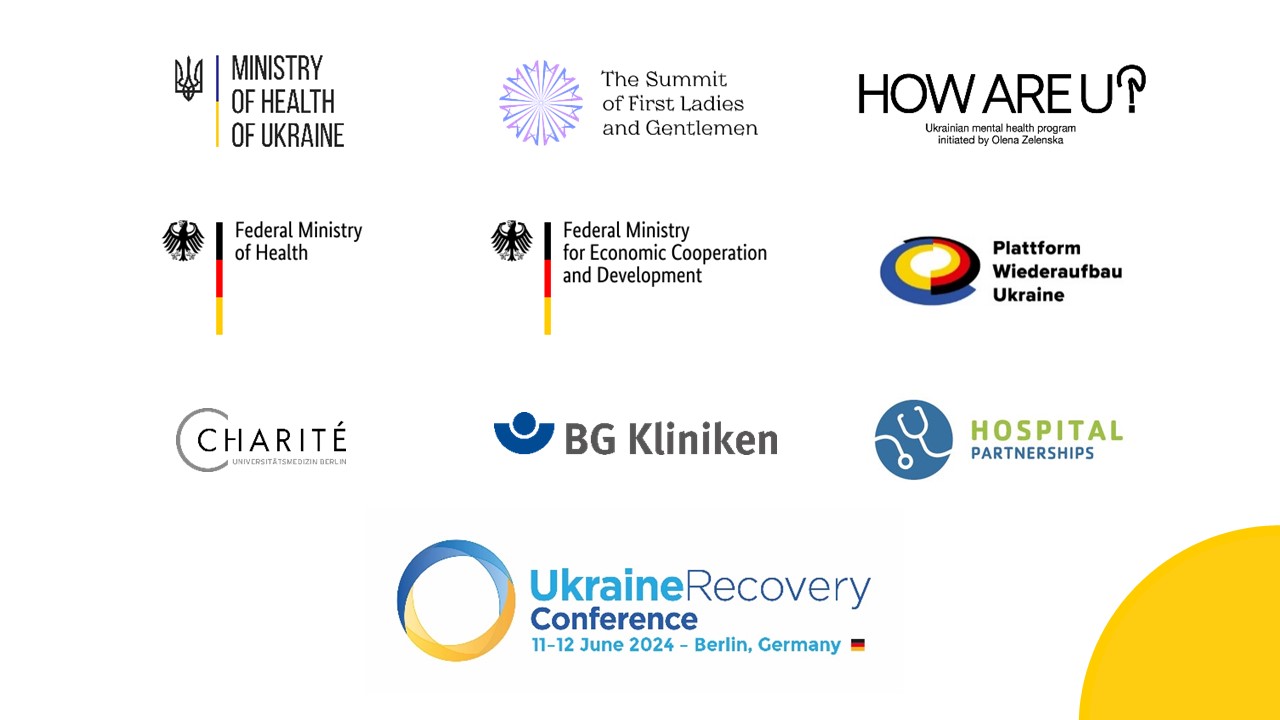 Logos der Veranstalter der Ukrainian-German Conference on Mental Health, Psychosocial Support and Rehabilitation