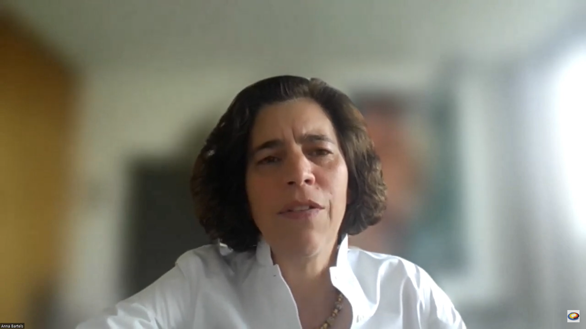 Anna Bartels vom Auswärtigen Amt erklärt den Teilnehmenden, dass Russland gezielt versucht, die ukrainische Kultur und Identität zu zerstören.