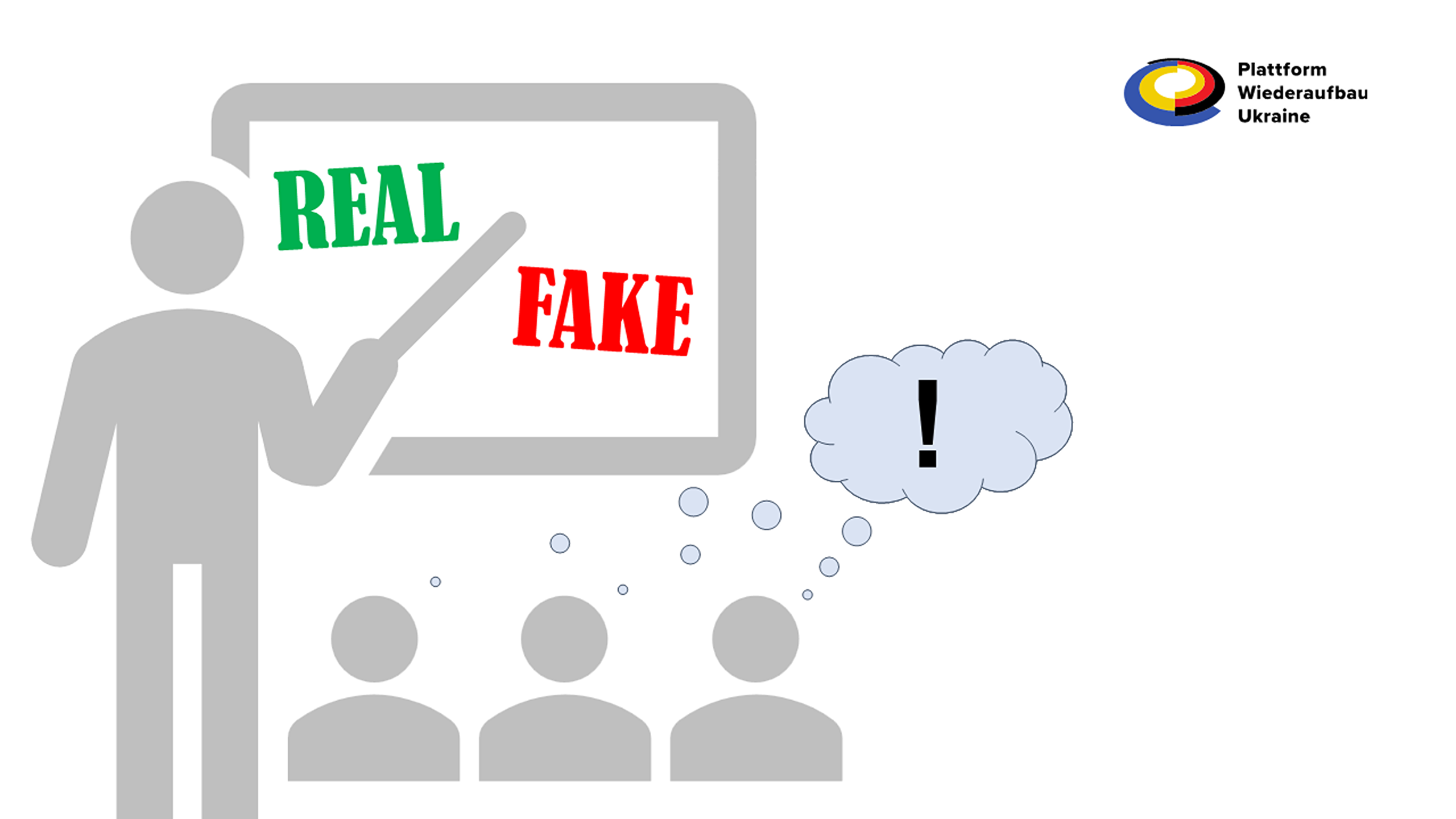 Eine Grafik mit einem Mensch vor einer Tafel