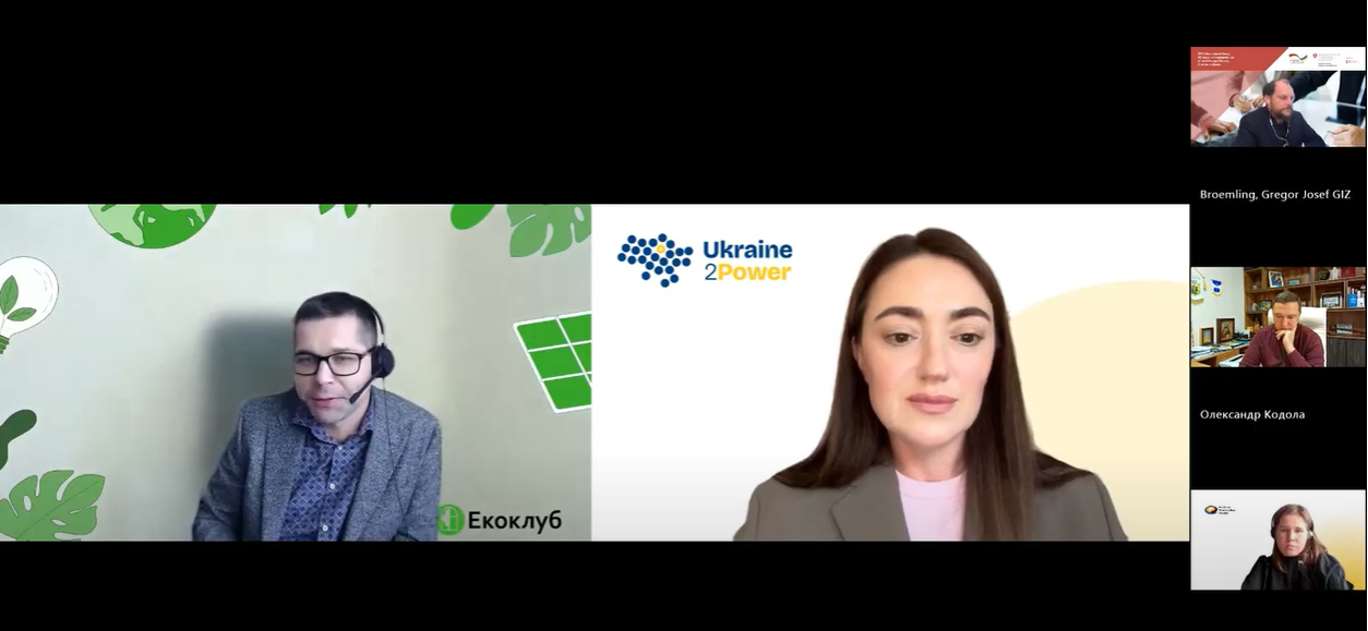 Standbild eines Videocalls mit Dmytro Sakalyuk und Nataliia Fiebrig