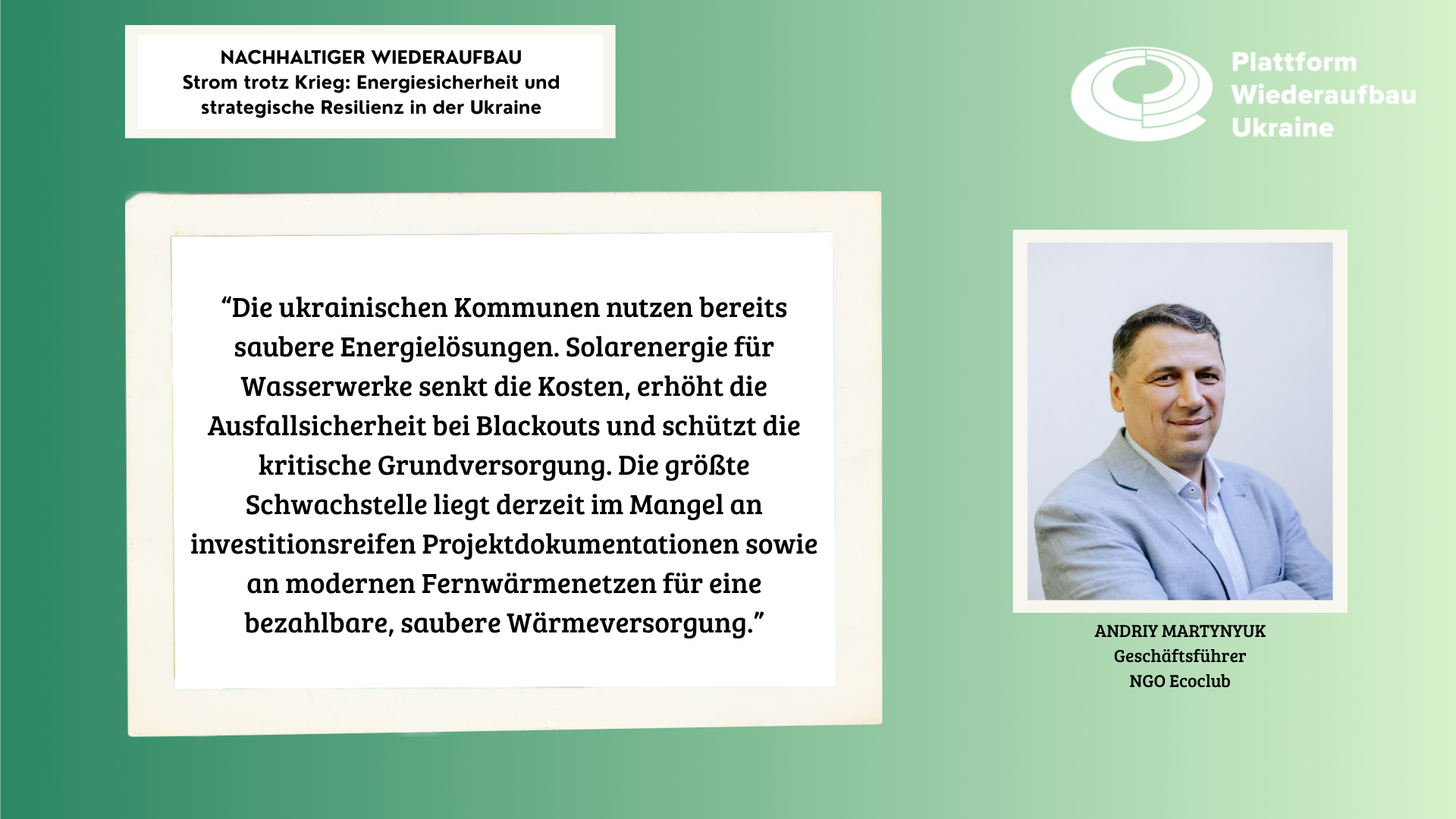 Grafik mit einem Portrait einem Mann rechts und einem Zitat links.