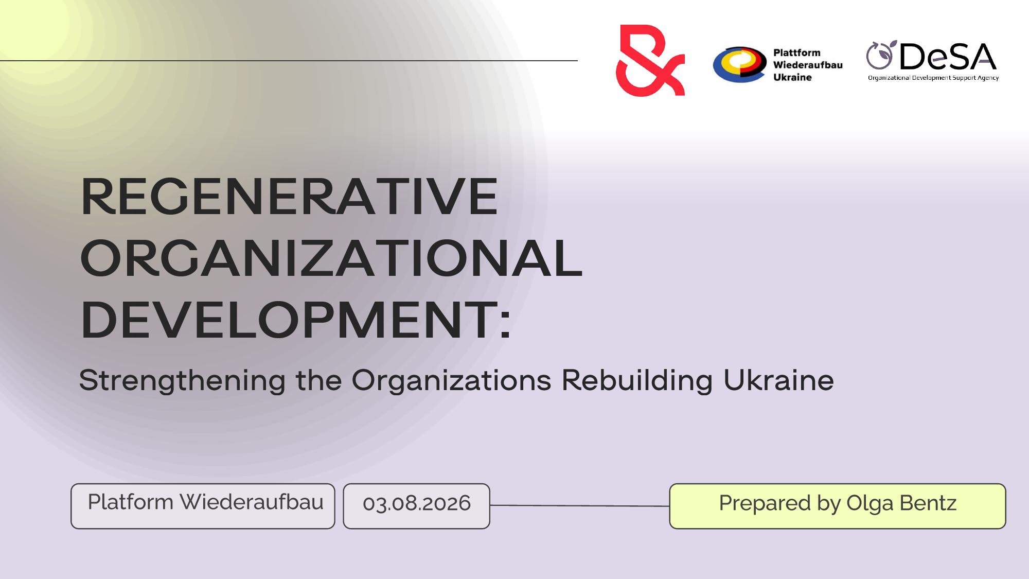 Erst Folie der Präsentation 'Regenerative organizational development'
