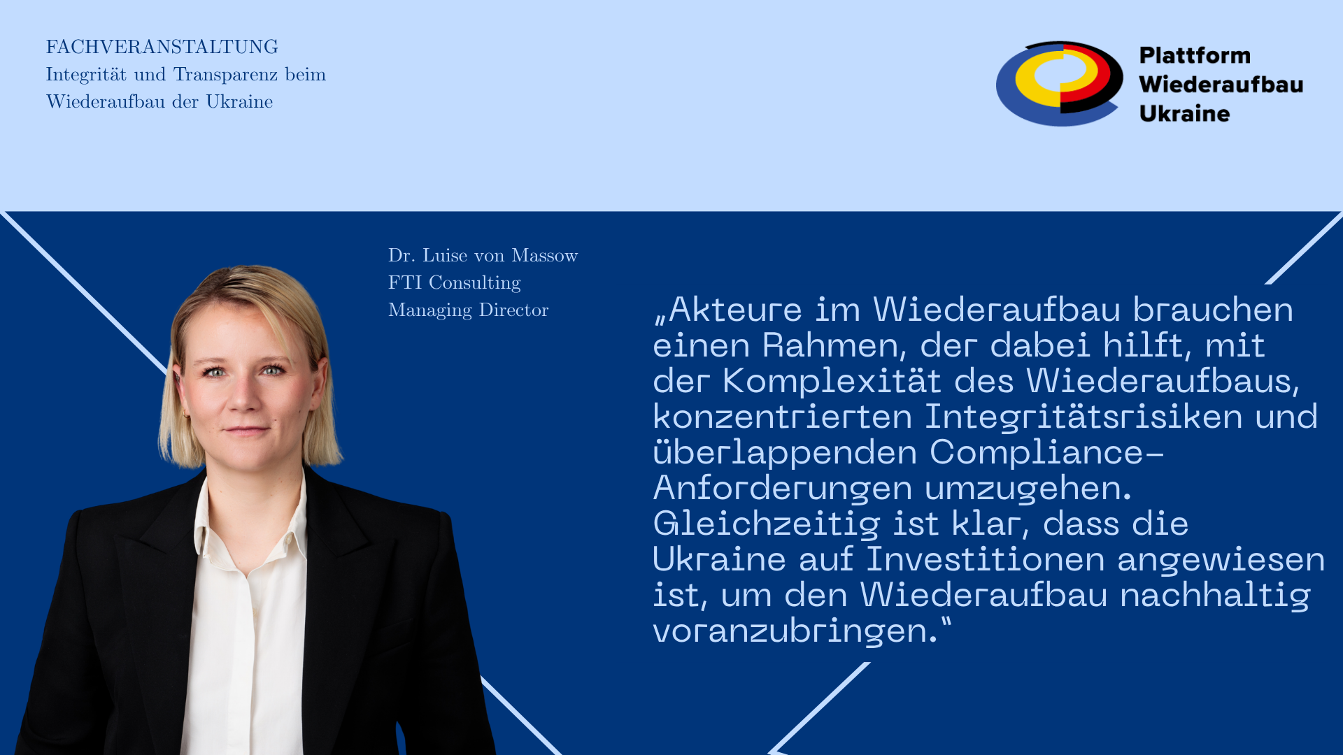 Eine Frau blickt in die Kamera, neben ihr ein Zitat.